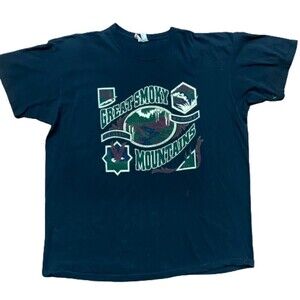 Screen Stars Smokey Mountains Vintage Travel Black T-shirt Men's Size XL